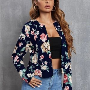 SHEIN Floral Print Crop Jacket